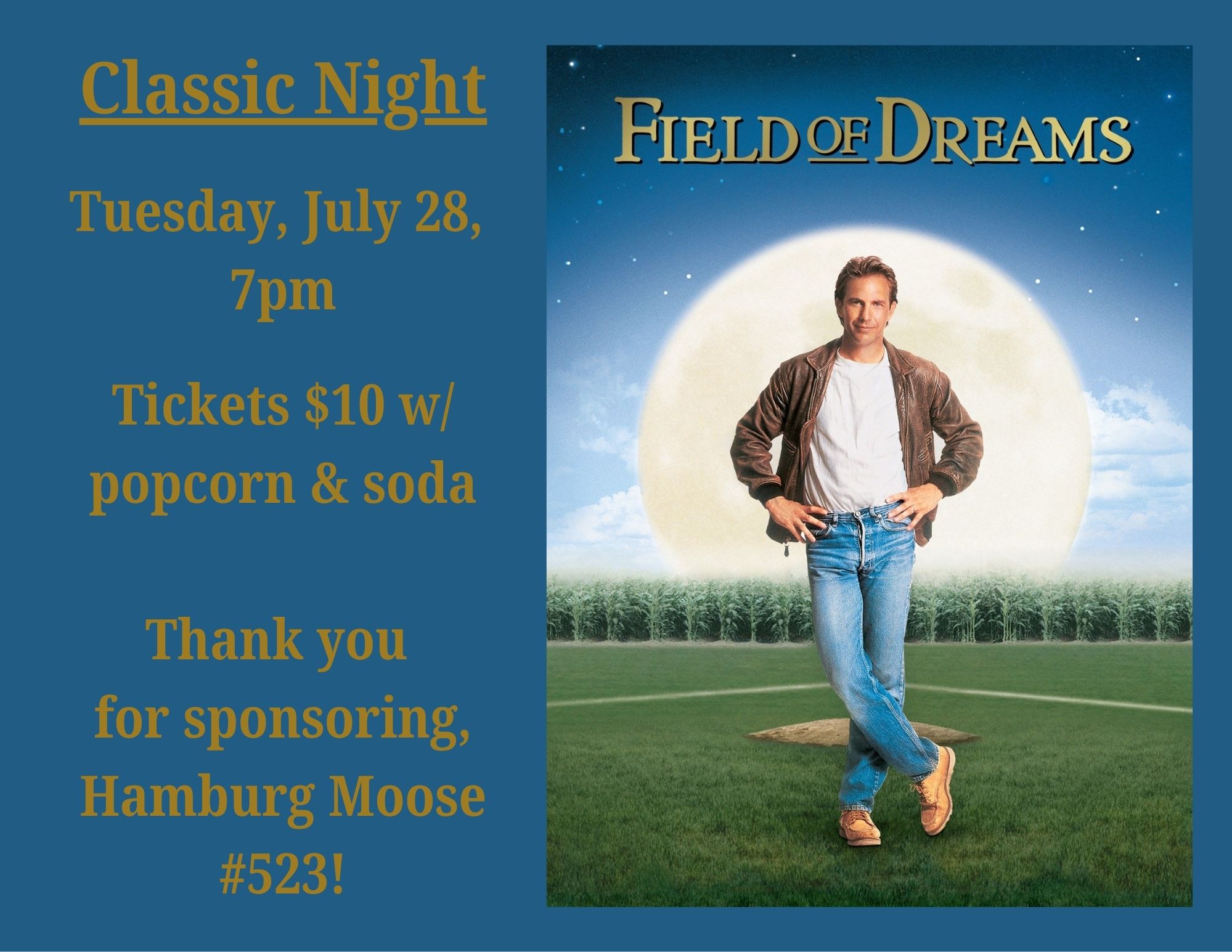 field of dreams classic movie night schedule